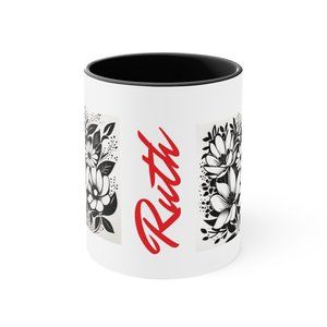 Minimalist Black White Personalized Custom Name Flower Daisy Beverage Holi